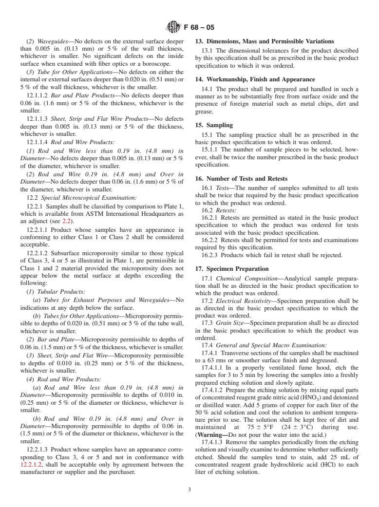 ASTM F68-05 - Standard Specification for Oxygen-Free Copper in Wrought Forms for Electron Devices