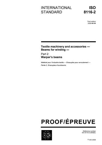 ISO 8116-2:2008 - Textile machinery and accessories -- Beams for winding