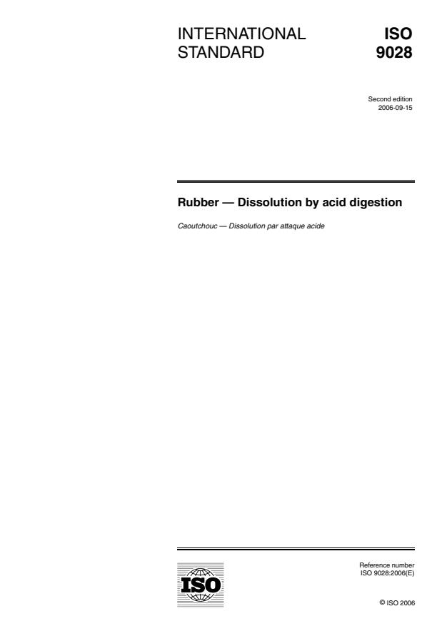 ISO 9028:2006 - Rubber -- Dissolution by acid digestion