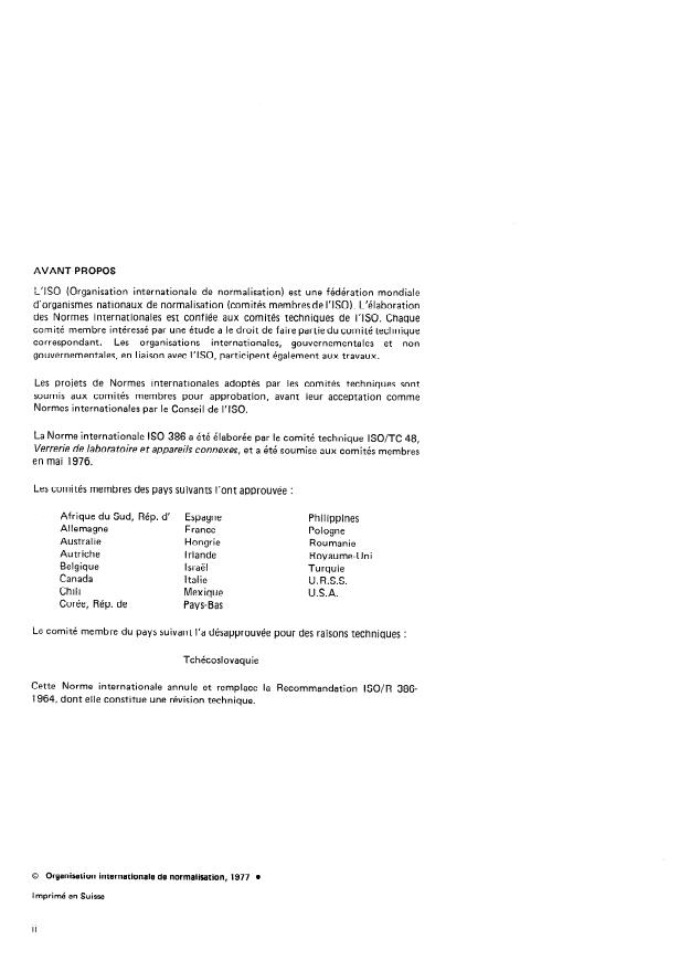 ISO 386:1977 ISO 386:1977 - Thermometres de laboratoire a dilatation de liquide dans une gaine de verre -- Principes de conception, de construction et d'utilisation - Page 2 preview