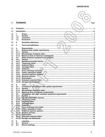 ISO 26722:2009 - Water treatment equipment for haemodialysis applications and related therapies