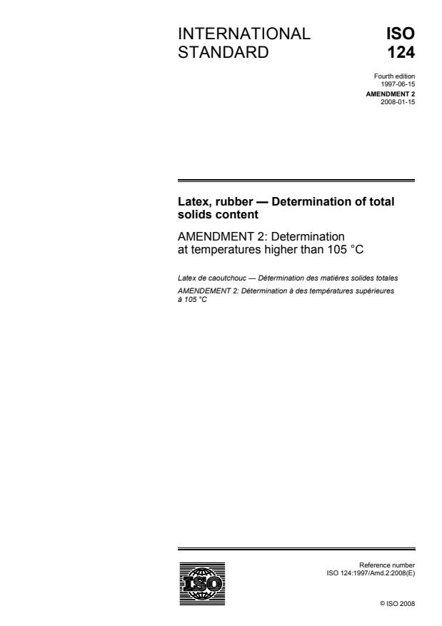 ISO 124:1997/Amd 2:2008 - Determination at temperatures higher than 105 degrees C