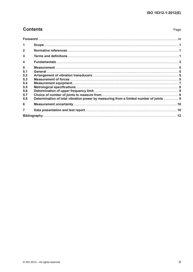 ISO 18312-1:2012 - Mechanical vibration and shock -- Measurement of vibration power flow from machines into connected support structures