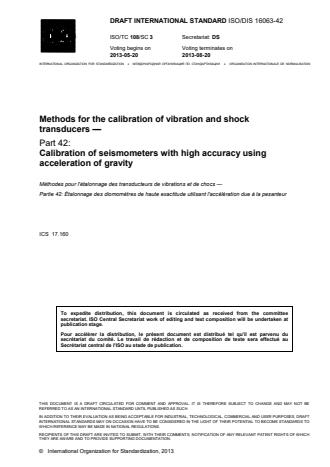 ISO 16063-42:2014 - Methods for the calibration of vibration and shock transducers