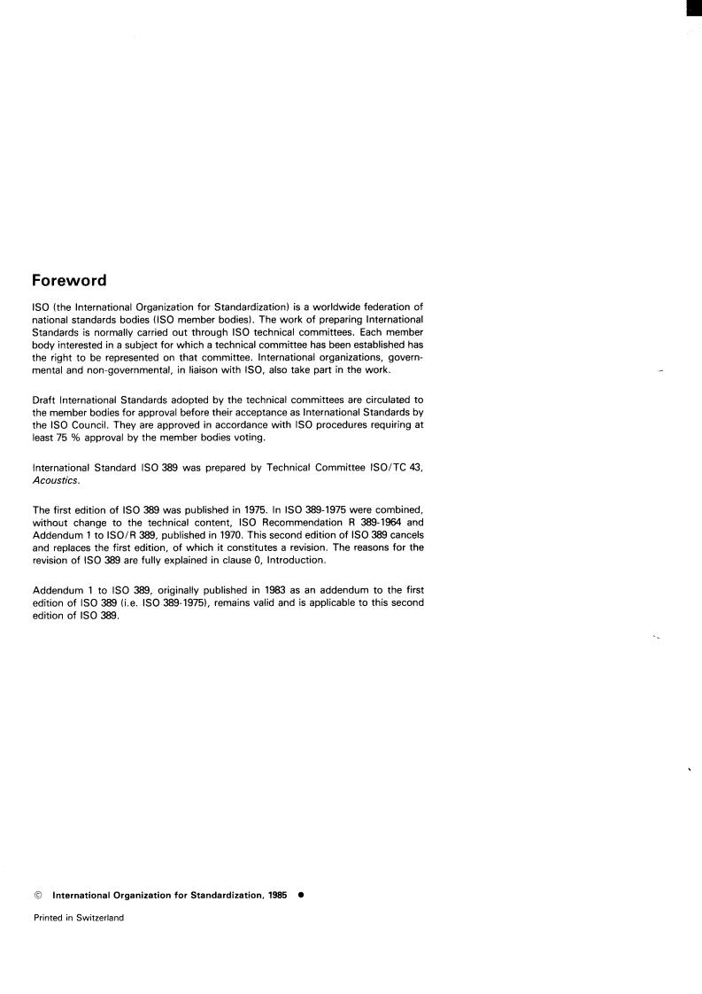 ISO 389:1985 ISO 389:1985 - Acoustics — Standard reference zero for the calibration of pure tone air conduction audiometers
Released:3/14/1985 - Page 2 preview