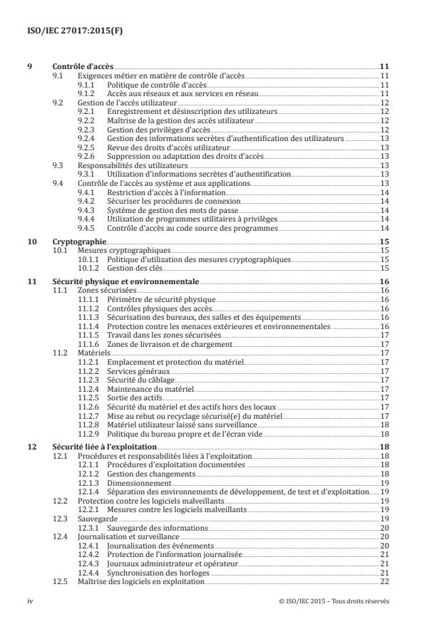 ISO/IEC 27017:2015 ISO/IEC 27017:2015 - Technologies de l'information -- Techniques de sécurité -- Code de bonnes pratiques pour les contrôles de sécurité de l'information fondés sur l'ISO/IEC 27002 pour les services du nuage - Page 4 preview