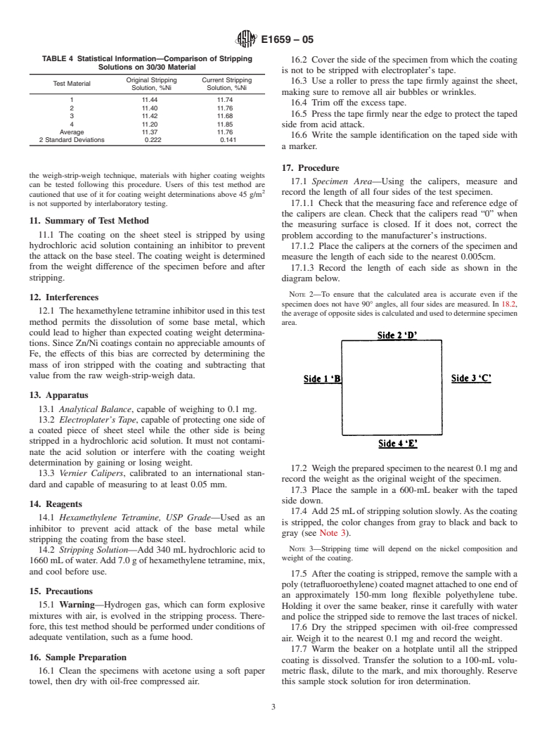 ASTM E1659-05 - Standard Test Methods Coating Weight and Chemical Analysis of Zinc-Nickel Alloy Electrolytically Coated on Steel Sheet