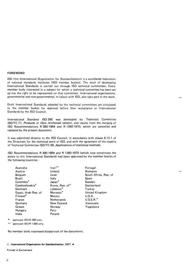 ISO 390:1977 ISO 390:1977 - Asbestos-cement products -- Sampling and inspection - Page 2 preview