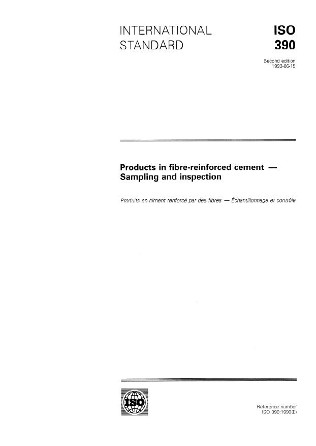 ISO 390:1993 - Products in fibre-reinforced cement -- Sampling and inspection