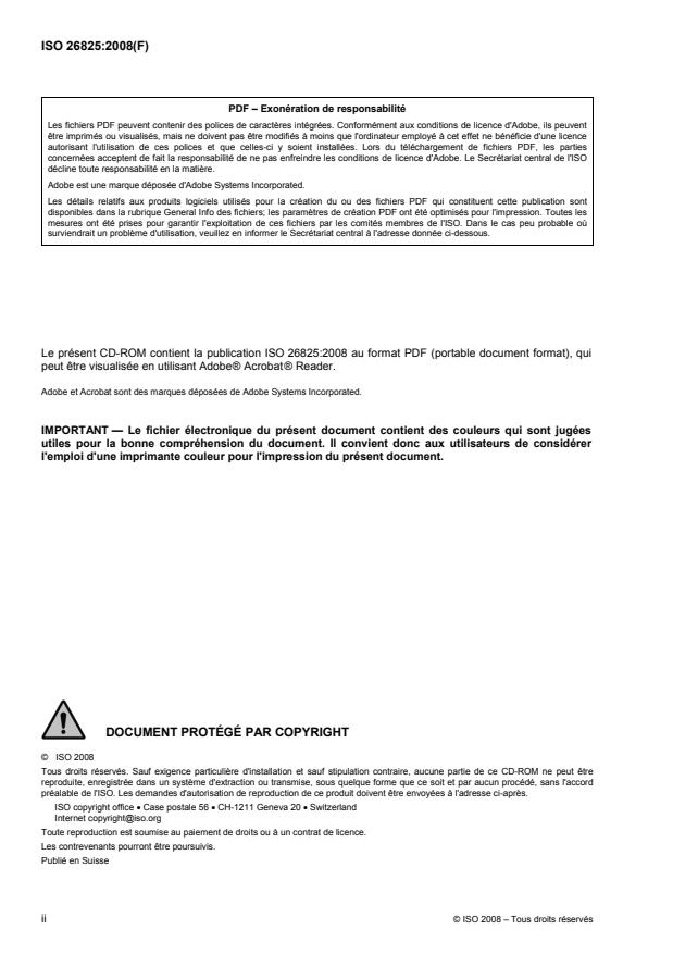 ISO 26825:2008 ISO 26825:2008 - Matériel d'anesthésie et de réanimation respiratoire -- Étiquettes apposées par l'utilisateur sur les seringues contenant des médicaments utilisés pendant l'anesthésie -- Couleurs, aspect et propriétés - Page 2 preview