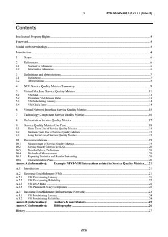 ETSI GS NFV-INF 010 V1.1.1 (2014-12) - Network Functions Virtualisation (NFV); Service Quality Metrics