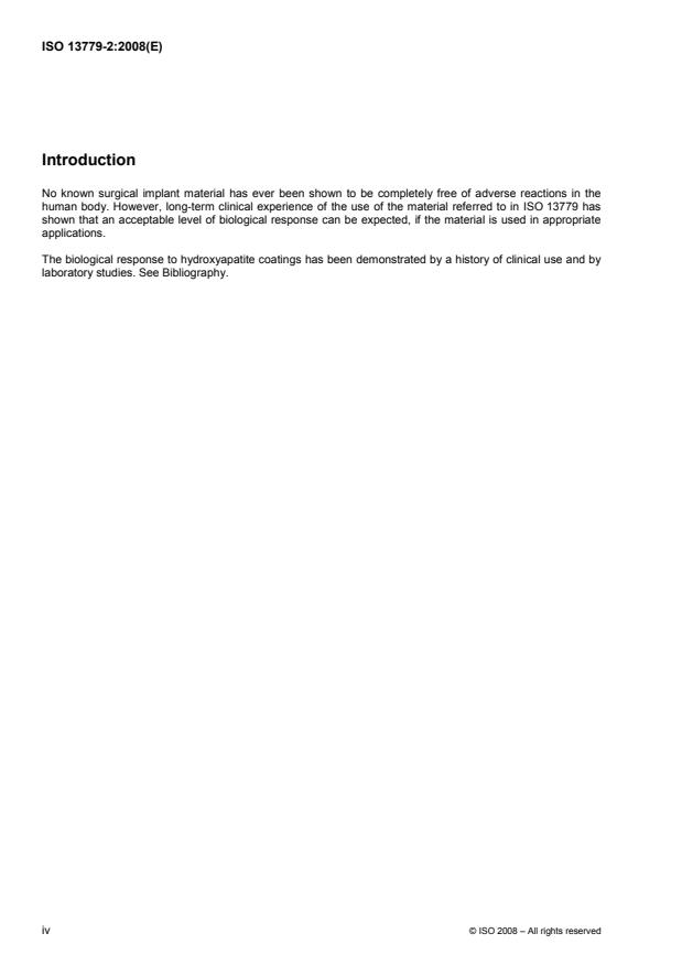 ISO 13779-2:2008 ISO 13779-2:2008 - Implants for surgery -- Hydroxyapatite - Page 4 preview