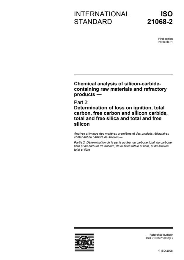 ISO 21068-2:2008 - Chemical analysis of silicon-carbide-containing raw materials and refractory products