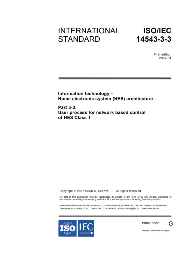 ISO/IEC 14543-3-3:2007 - Information technology -- Home electronic system (HES) architecture