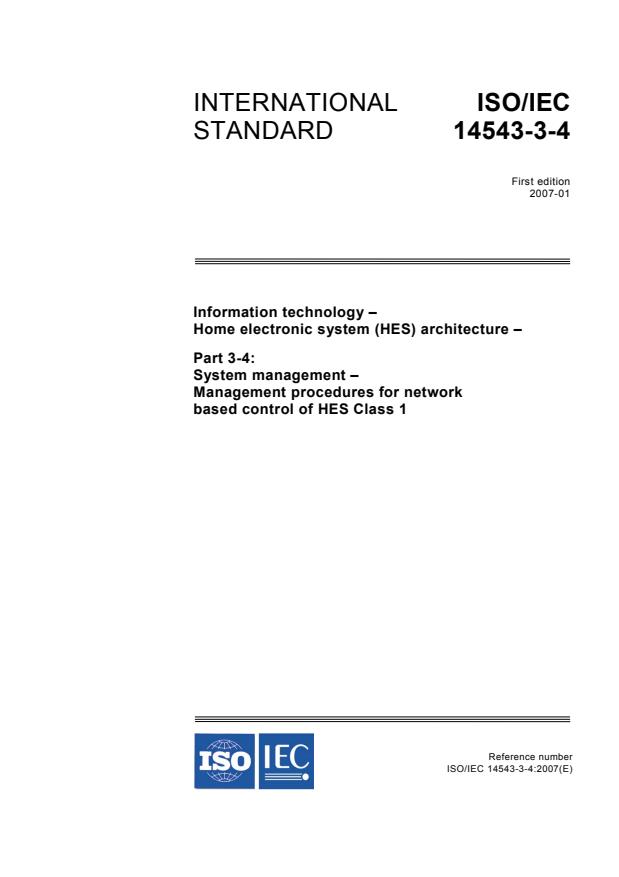 ISO/IEC 14543-3-4:2007 - Information technology -- Home electronic system (HES) architecture