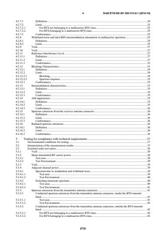 SIST EN 301 502 V12.1.1:2015 ETSI EN 301 502 V12.0.1 (2014-10) - Global System for Mobile communications (GSM); Harmonized EN for Base Station Equipment covering the essential requirements of article 3.2 of the R&TTE Directive - Page 4 preview