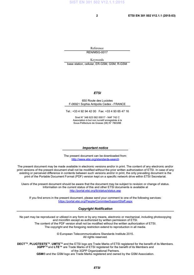SIST EN 301 502 V12.1.1:2015 SIST EN 301 502 V12.1.1:2015 - Page 4 preview