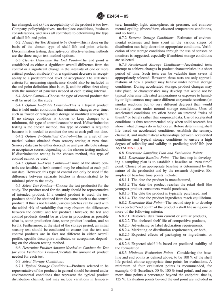 ASTM E2454-05 - Standard Guide for Sensory Evaluation Methods to Determine the Sensory Shelf Life of Consumer Products