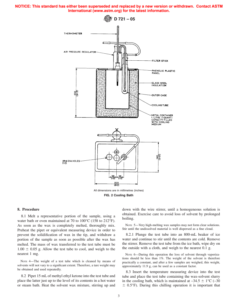 ASTM D721-05 - Standard Test Method for Oil Content of Petroleum Waxes