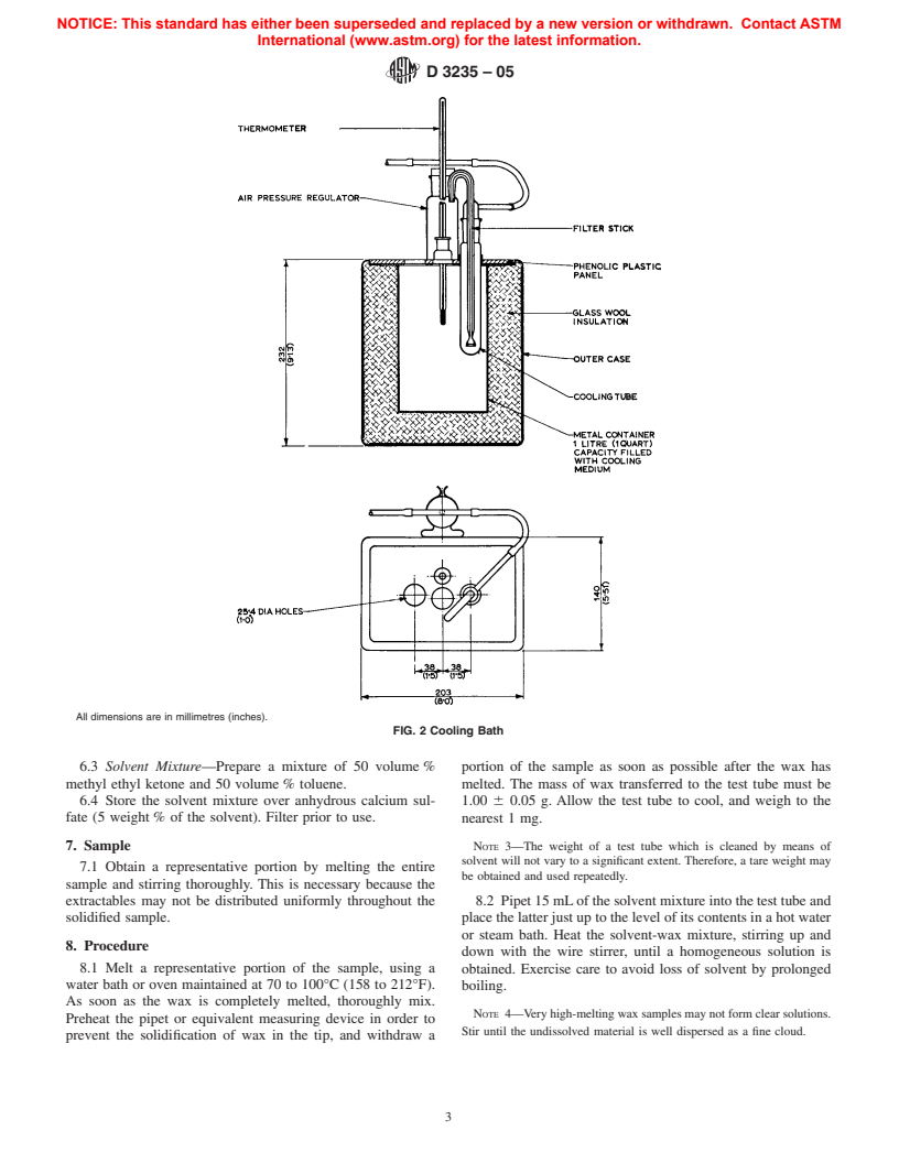 ASTM D3235-05 - Standard Test Method for Solvent Extractables in Petroleum Waxes