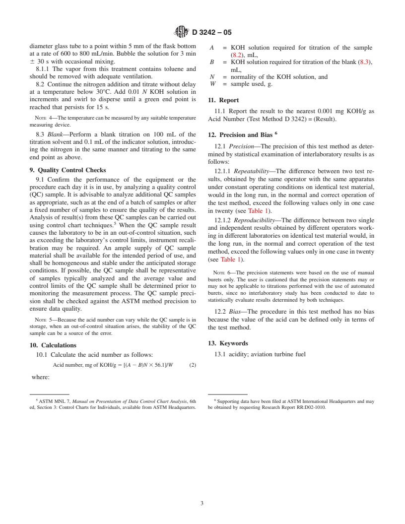 ASTM D3242-05 - Standard Test Method for Acidity in Aviation Turbine Fuel