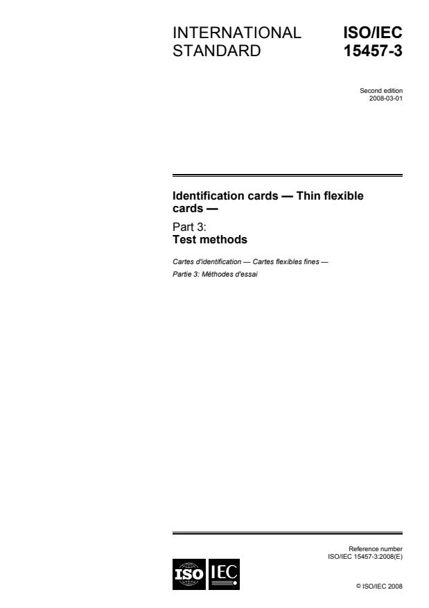 ISO/IEC 15457-3:2008 - Identification cards -- Thin flexible cards
