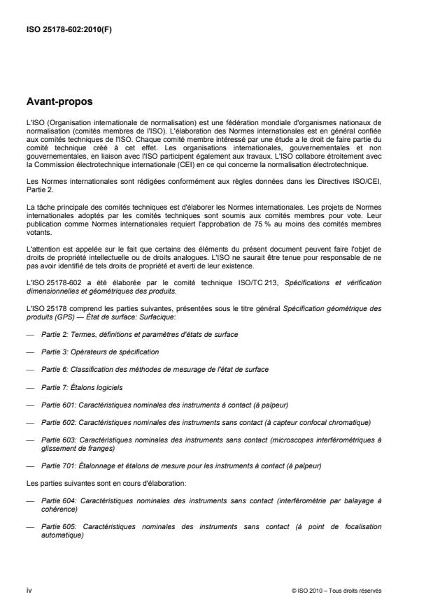 ISO 25178-602:2010 ISO 25178-602:2010 - Spécification géométrique des produits (GPS) -- État de surface: Surfacique - Page 4 preview