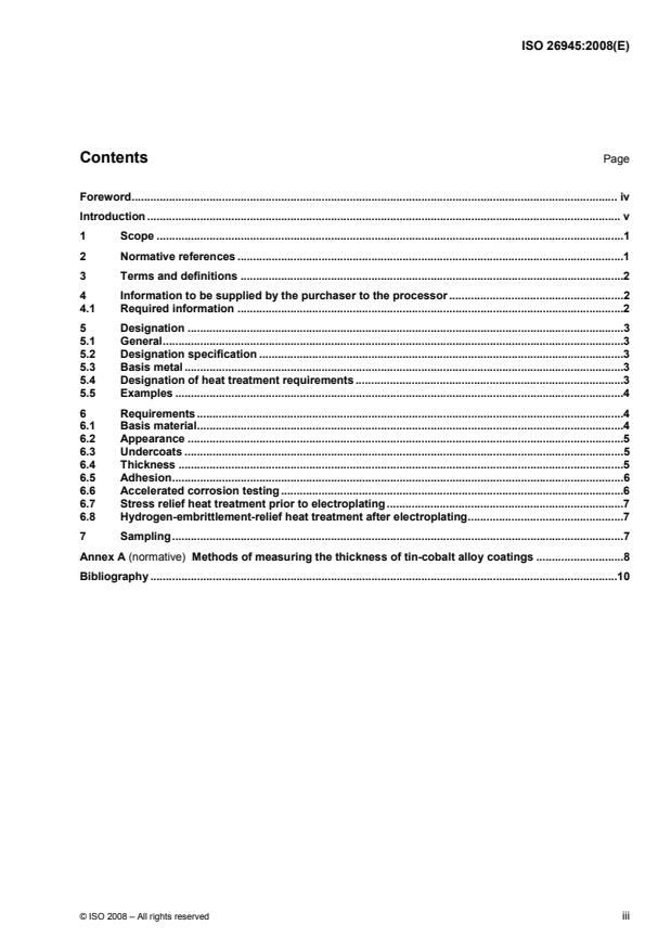 ISO 26945:2008 - Metallic and other inorganic coatings -- Electrodeposited coatings of tin-cobalt alloy