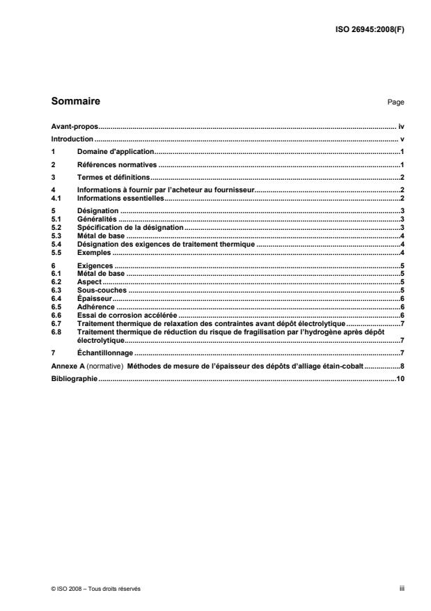 ISO 26945:2008 - Revetements métalliques et autres revetements inorganiques -- Dépôts électrolytiques d'alliage étain-cobalt