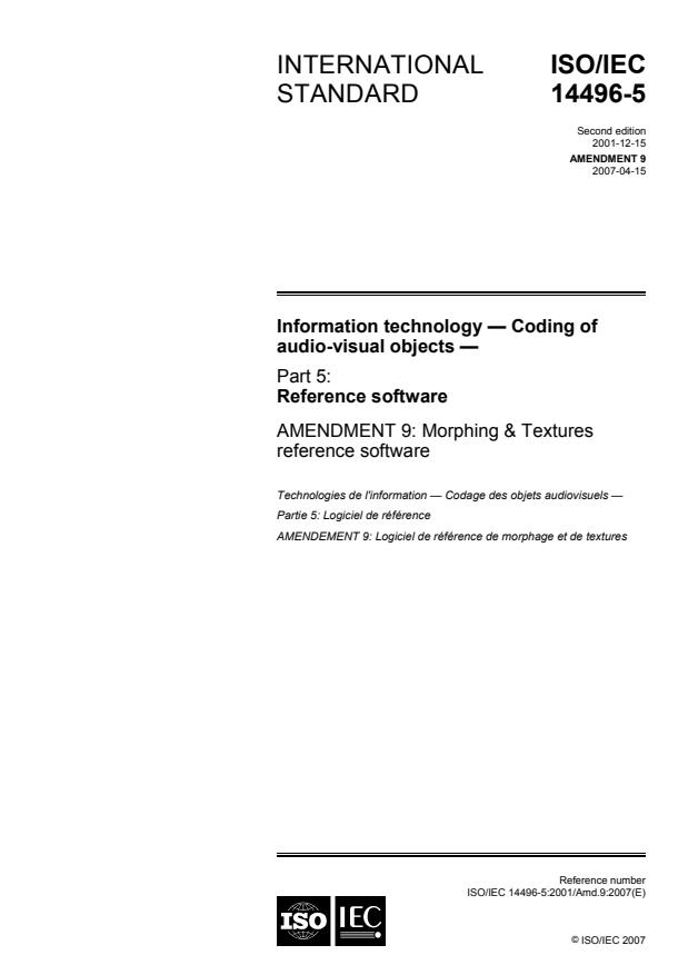 ISO/IEC 14496-5:2001/Amd 9:2007 - Morphing & Textures reference software