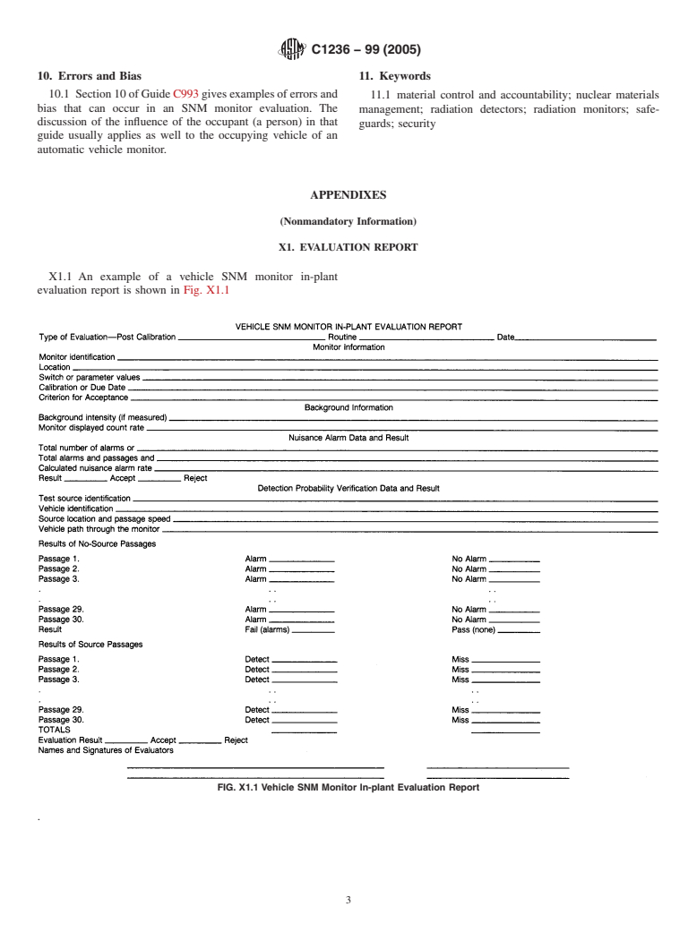 ASTM C1236-99(2005) - Standard Guide for In-Plant Performance Evaluation of Automatic Vehicle SNM Monitors (Withdrawn 2014)