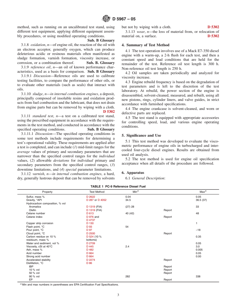 ASTM D5967-05 - Standard Test Method for Evaluation of Diesel Engine Oils in T-8 Diesel Engine