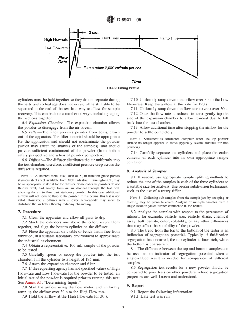 ASTM D6941-05 - Standard Practice for Measuring Fluidization Segregation Tendencies of Powders