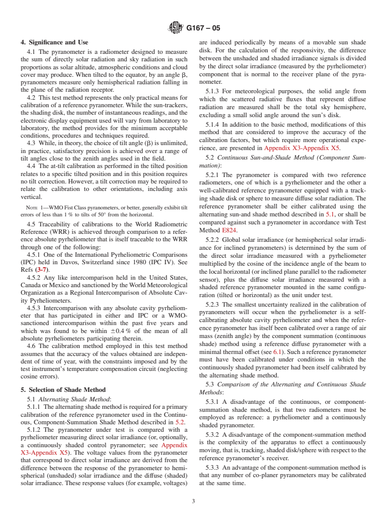 ASTM G167-05 - Standard Test Method for Calibration of a Pyranometer Using a Pyrheliometer