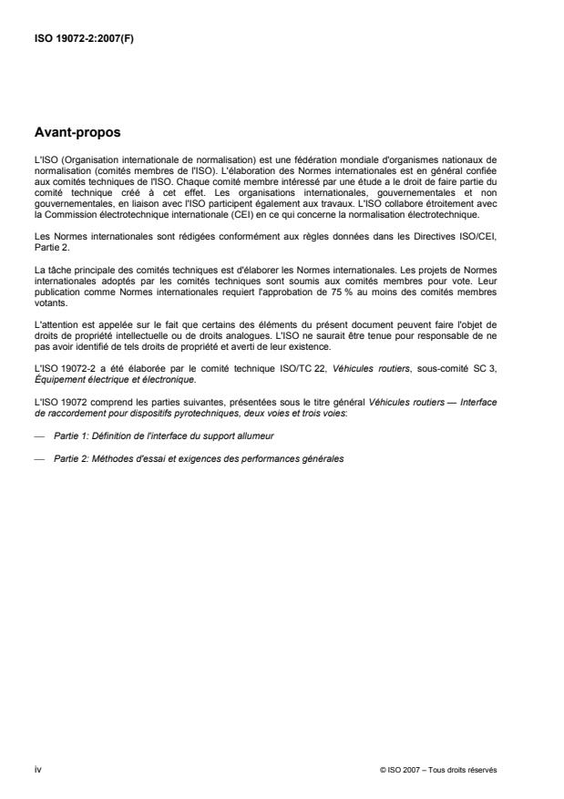 ISO 19072-2:2007 ISO 19072-2:2007 - Véhicules routiers -- Interface de raccordement pour dispositifs pyrotechniques, deux voies et trois voies - Page 4 preview