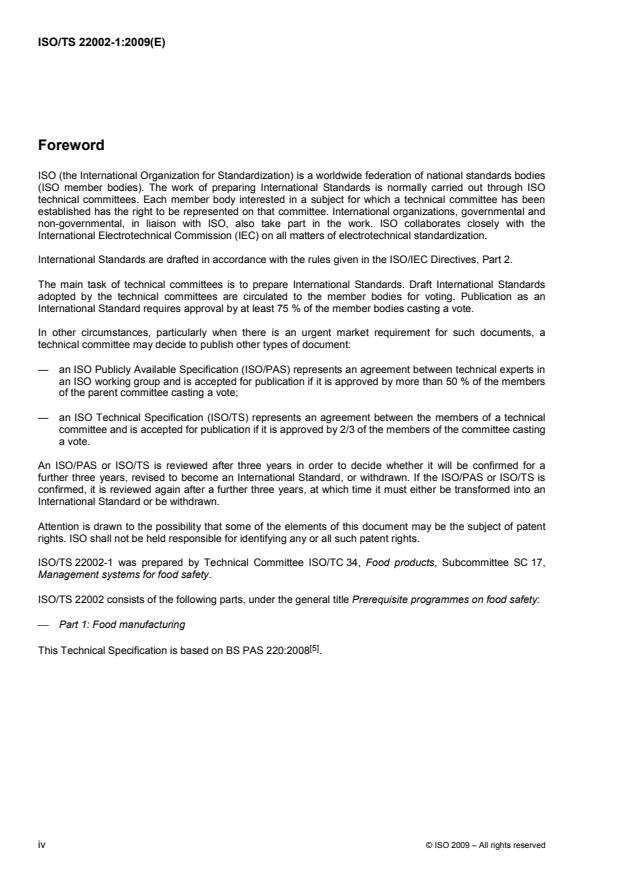 SIST-TS ISO/TS 22002-1:2011 ISO/TS 22002-1:2009 - Prerequisite programmes on food safety - Page 4 preview