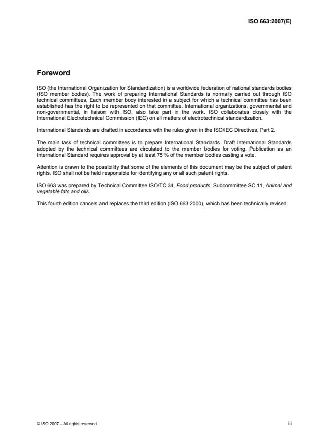 ISO 663:2007 - Animal and vegetable fats and oils -- Determination of insoluble impurities content