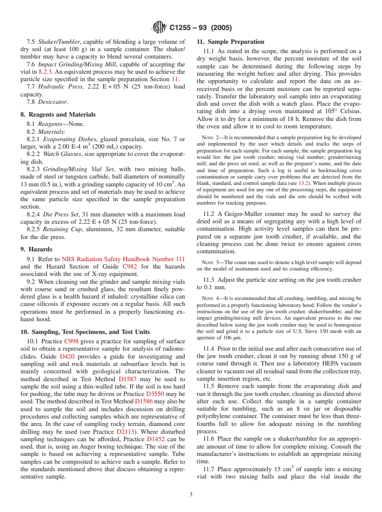 ASTM C1255-93(2005) - Standard Test Method for Analysis of Uranium and Thorium in Soils by Energy Dispersive X-Ray Fluorescence Spectroscopy