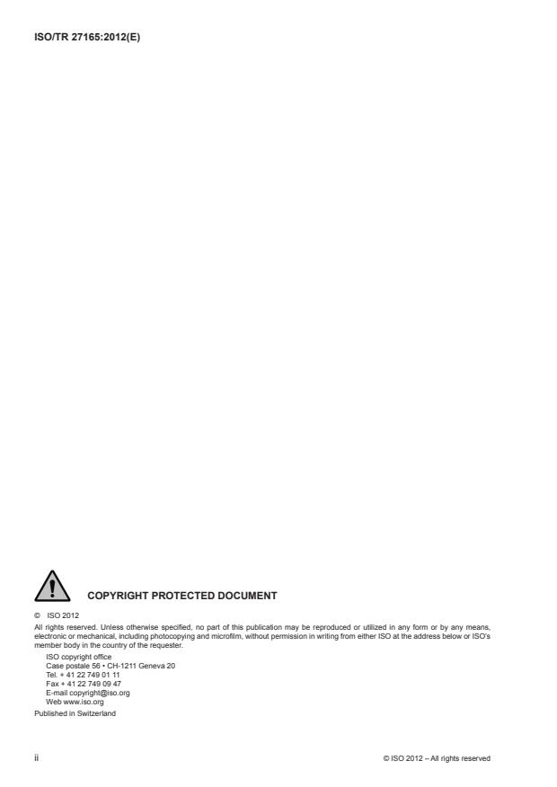 ISO/TR 27165:2012 ISO/TR 27165:2012 - Thermoplastics piping systems - Guidance for definitions of wall constructions for pipes
Released:10/3/2012 - Page 2 preview