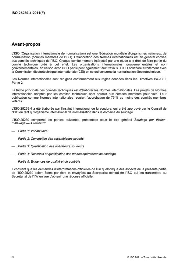 ISO 25239-4:2011 ISO 25239-4:2011 - Soudage par friction-malaxage -- Aluminium - Page 4 preview