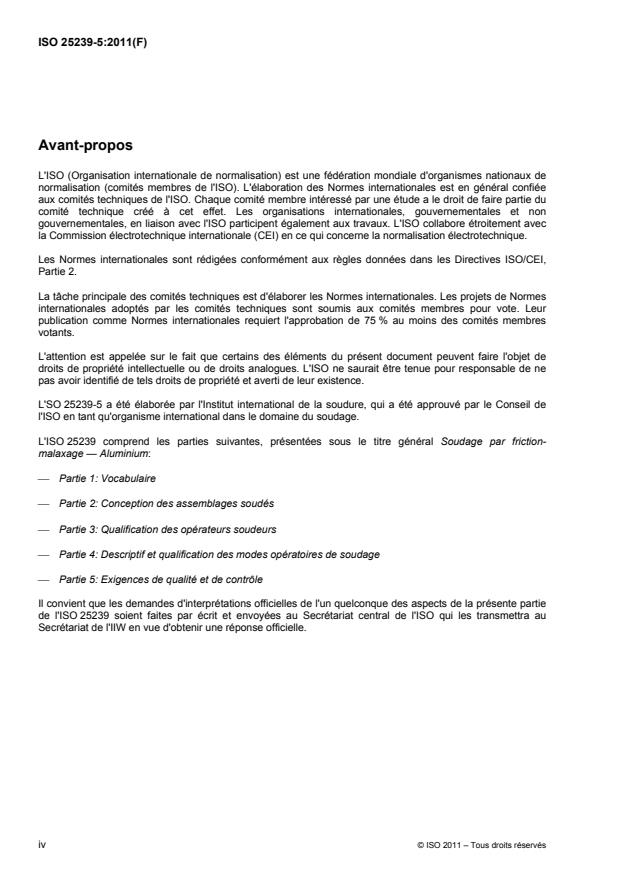ISO 25239-5:2011 ISO 25239-5:2011 - Soudage par friction-malaxage -- Aluminium - Page 4 preview