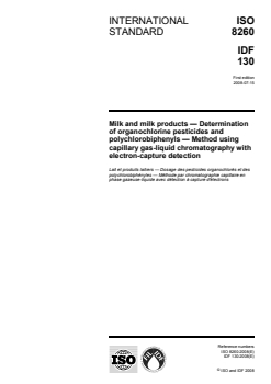 ISO 8260:2008 ISO 8260:2008 - Milk and milk products — Determination of organochlorine pesticides and polychlorobiphenyls — Method using capillary gas-liquid chromatography with electron-capture detection
Released:7/10/2008 - Page 1 preview