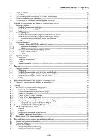 SIST EN 300 422-1 V1.5.1:2015 ETSI EN 300 422-1 V1.5.0 (2015-01) - Electromagnetic compatibility and Radio spectrum Matters (ERM); Wireless microphones in the 25 MHz to 3 GHz frequency range; Part 1: Technical characteristics and methods of measurement - Page 4 preview