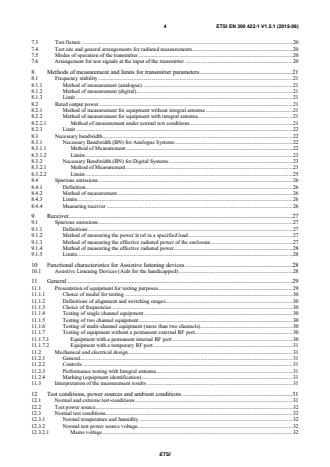 SIST EN 300 422-1 V1.5.1:2015 ETSI EN 300 422-1 V1.5.1 (2015-06) - Electromagnetic compatibility and Radio spectrum Matters (ERM); Wireless microphones in the 25 MHz to 3 GHz frequency range; Part 1: Technical characteristics and methods of measurement - Page 4 preview