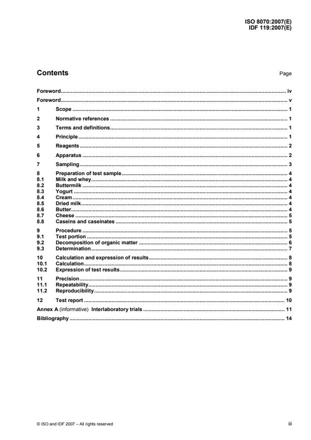 ISO 8070:2007 - Milk and milk products -- Determination of calcium, sodium, potassium and magnesium contents -- Atomic absorption spectrometric method