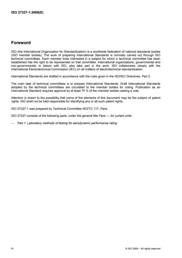 ISO 27327-1:2009 ISO 27327-1:2009 - Fans -- Air curtain units - Page 4 preview