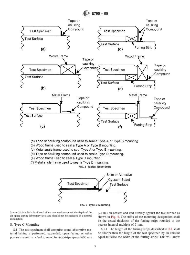 ASTM E795-05 - Standard Practices for Mounting Test Specimens During Sound Absorption Tests