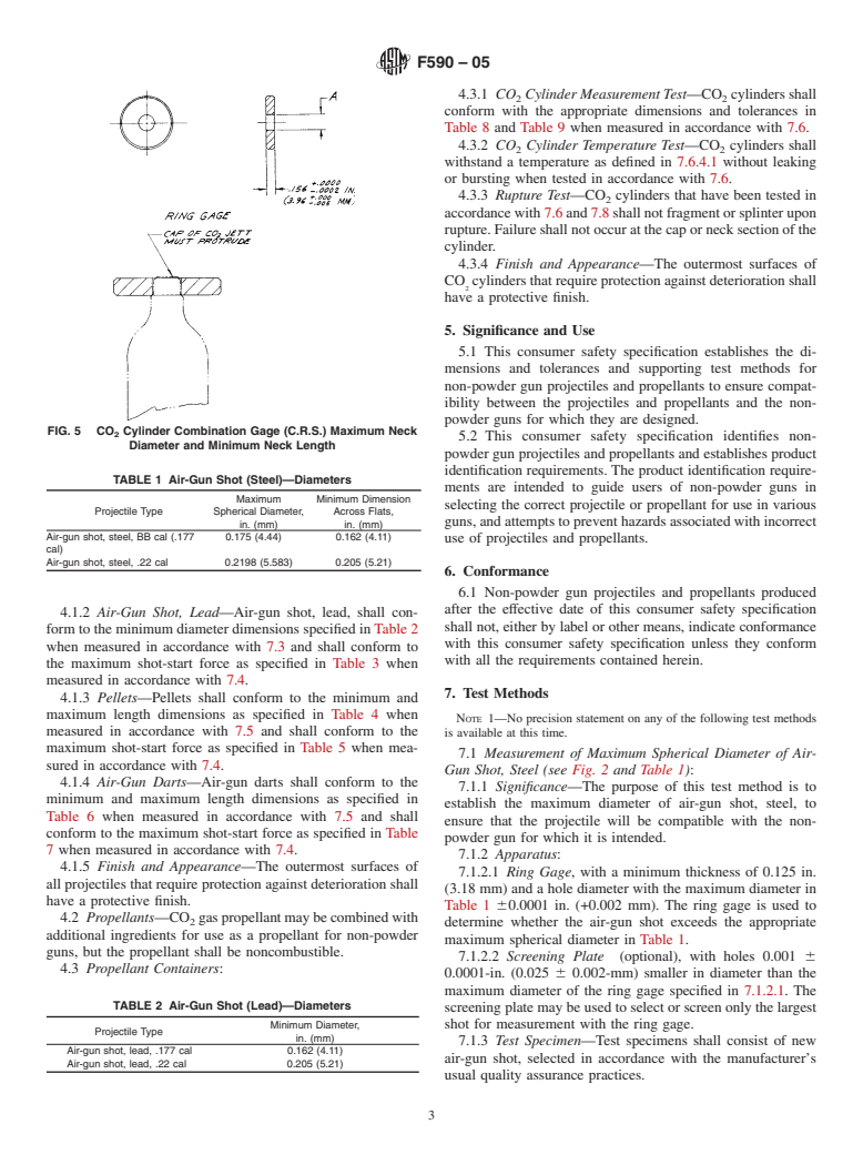 ASTM F590-05 - Consumer Safety Specification for Non-Powder Gun Projectiles and Propellants