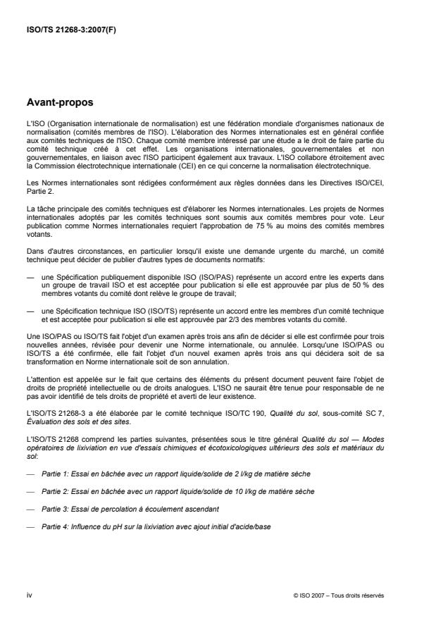 ISO/TS 21268-3:2007 ISO/TS 21268-3:2007 - Qualité du sol -- Modes opératoires de lixiviation en vue d'essais chimiques et écotoxicologiques ultérieurs des sols et matériaux du sol - Page 4 preview