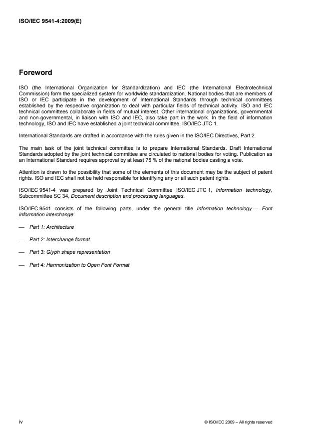 ISO/IEC 9541-4:2009 ISO/IEC 9541-4:2009 - Information technology -- Font information interchange - Page 4 preview